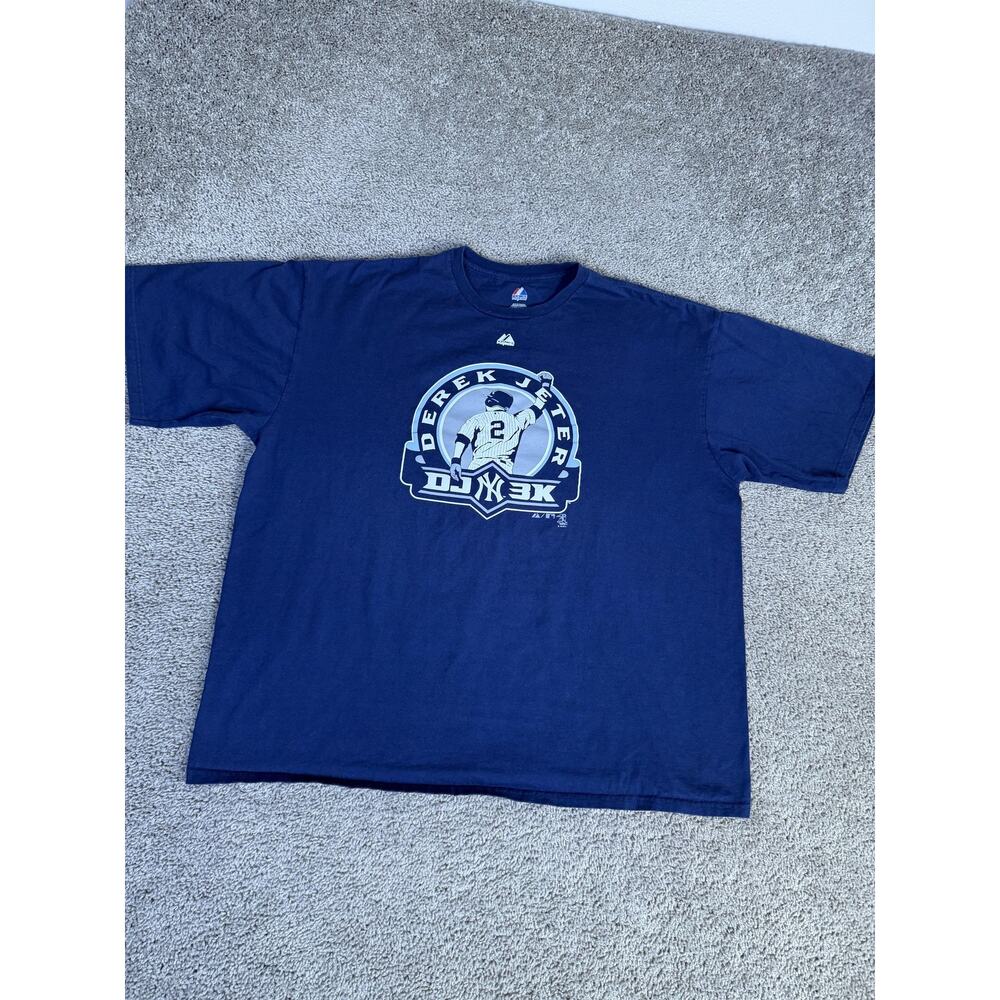 New York Yankees Shirt Mens 2XL Blue MLB Baseball Derek Jeter Majestic - Picture 2 of 10